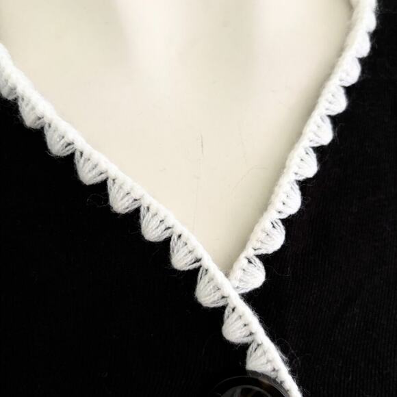 JINCHAN Corduroy Dress Black Long sleeve Button front Crochet lace trim SZ 8 - Picture 5 of 10